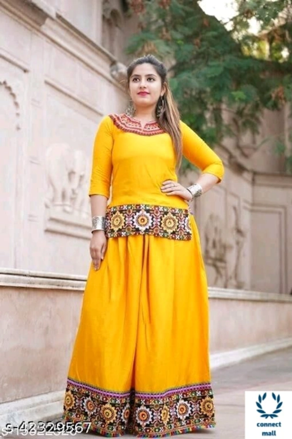 Stylish RETRO Women Ethenic Embroidered Rayon Skirts And Tops - XXL